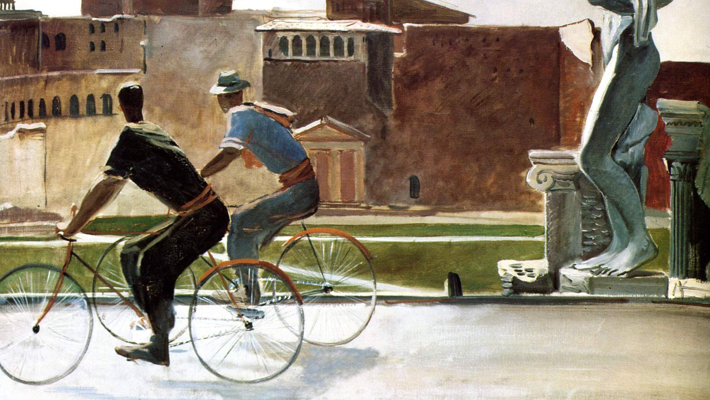 Александр Дейнека. Итальянские рабочие на велосипедах (фрагмент). 1935