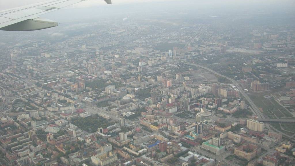 Новосибирск под крылом самолёта