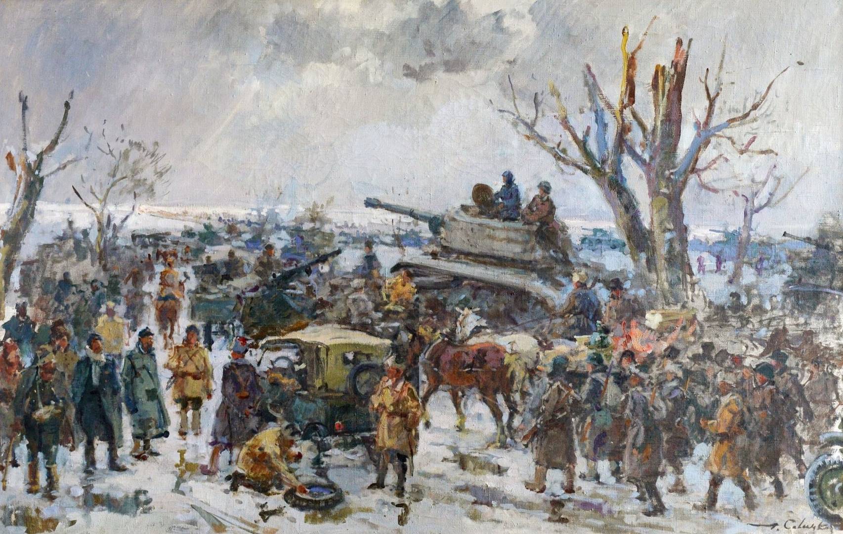 Георгий Савицкий. Переправа через Волгу у Сталинграда. 1944