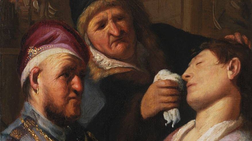 Рембрандт. Пациент, потерявший сознание. 1624-25