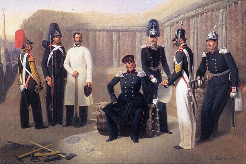 Адольф Иванович Гебенс. Сапёры Лейб-гвардии Сапёрного батальона (фрагмент).1853