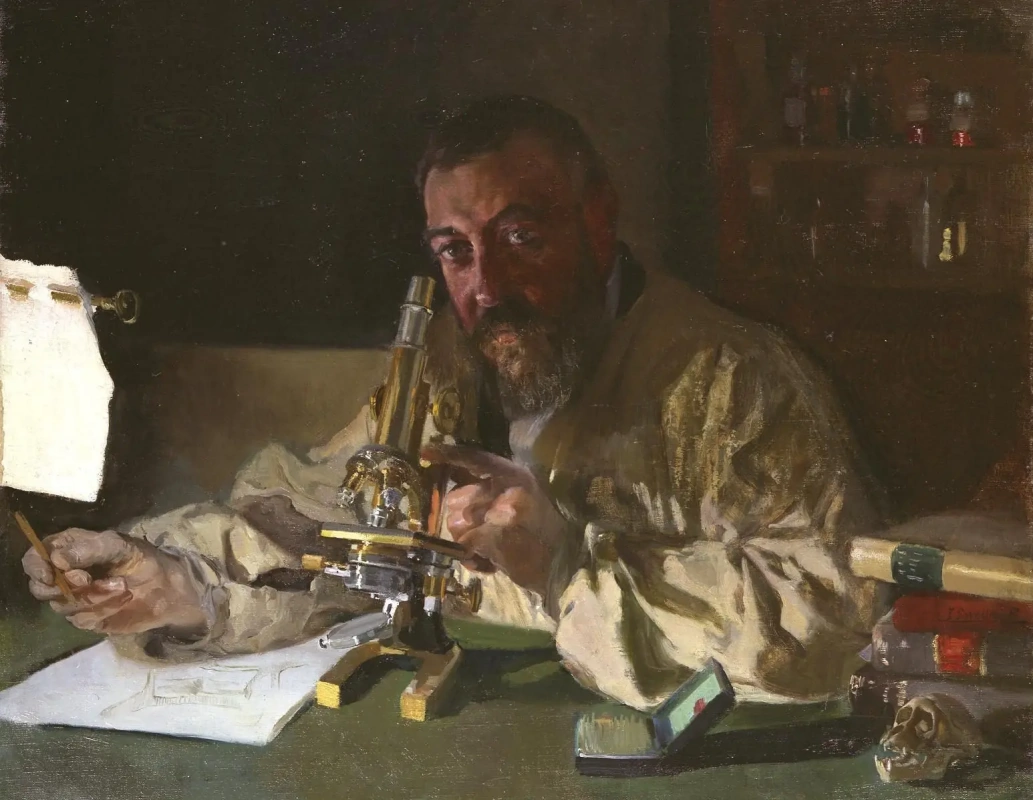 Хоакин Соройя. Портрет доктора Симарро с микроскопом. 1897