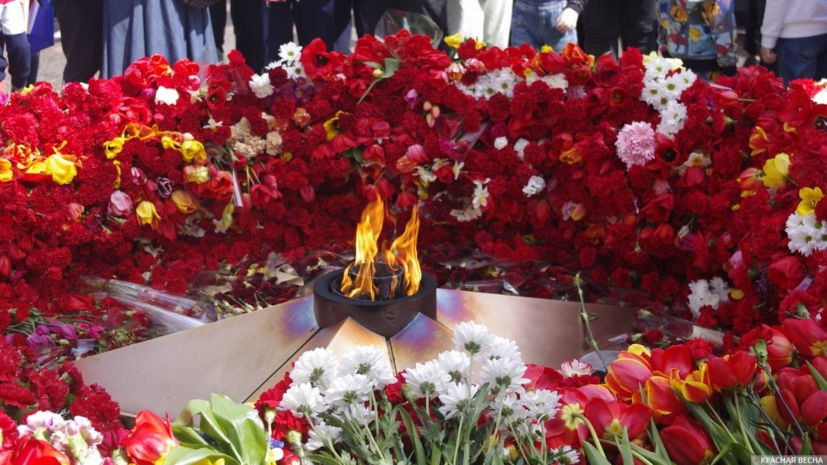 Цветы у Вечного огня в парке Победы. Тольятти