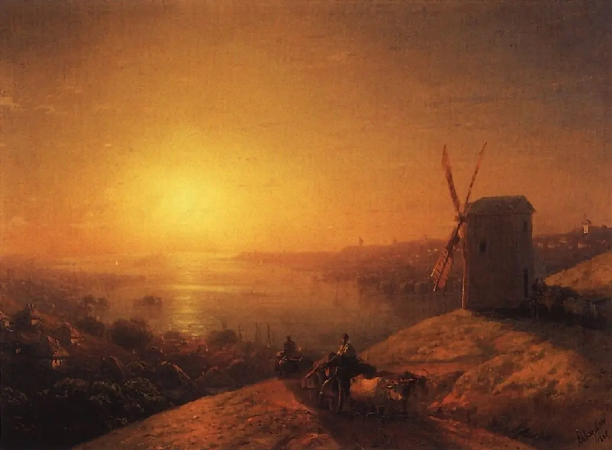 Иван Айвазовский. Мельница на берегу реки. Украина. 1880