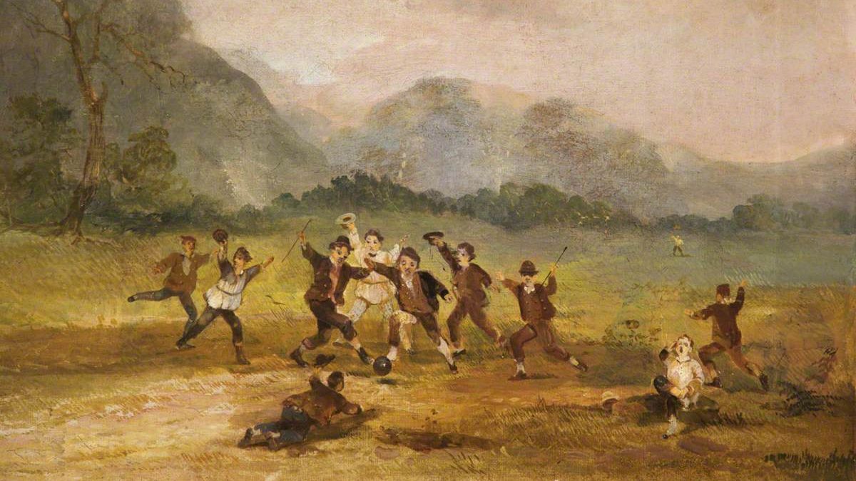 Неизвестный художник. Игра в футбол. Между 1825 и 1850