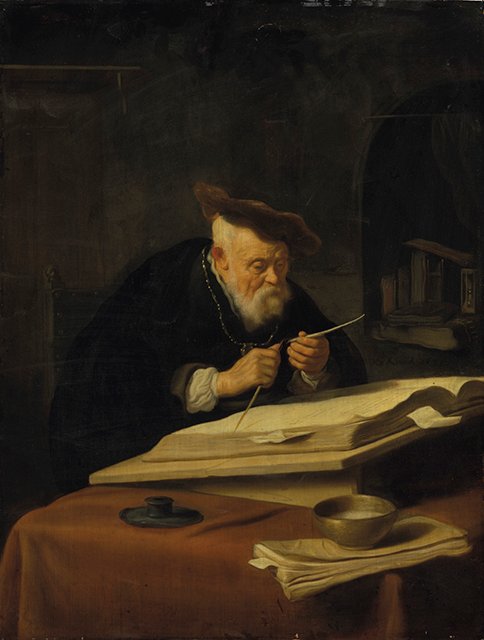 Саломон Конинк. Ученый, затачивающий перо. 1639