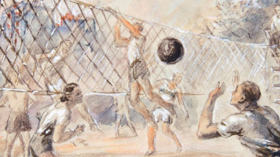 Е. И. Комаров. Волейбол (фрагмент). 1940-е