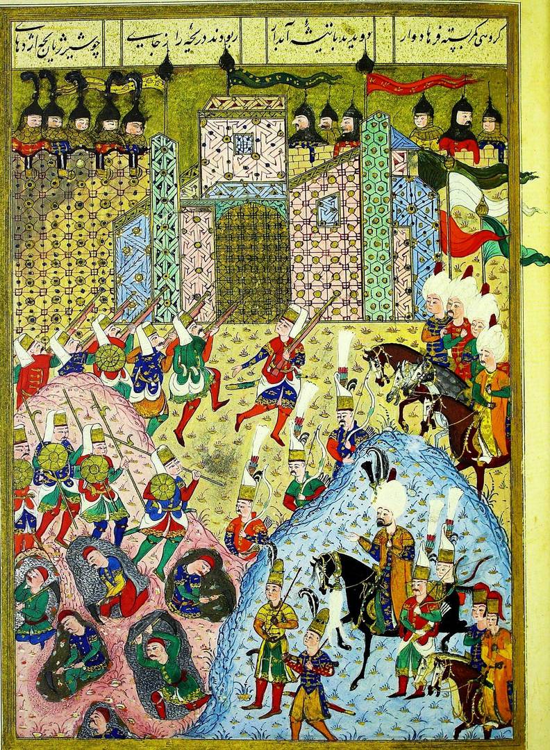 Осада Родоса в 1522 г. Из рукописи «Сулейман-намэ». 1558 г.