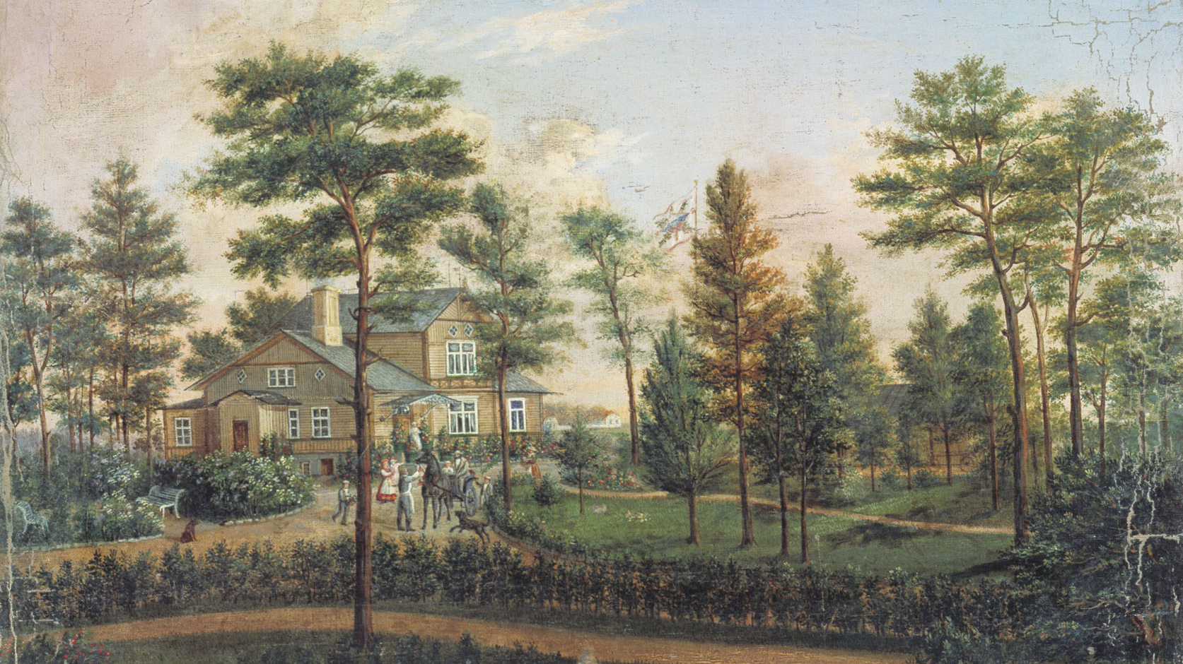 Галактионов Степан. Дача в парке (фрагмент).1852
