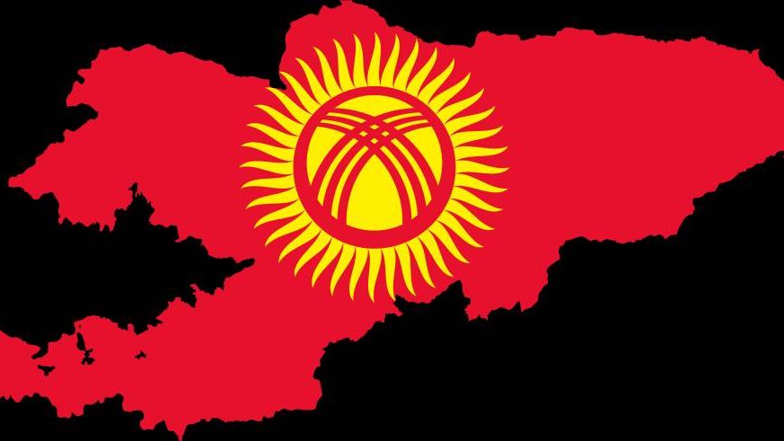 Карта Киргизии с флагом