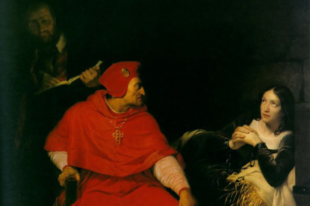Поль Деларош. Допрос Жанны кардиналом Винчестера. 1824