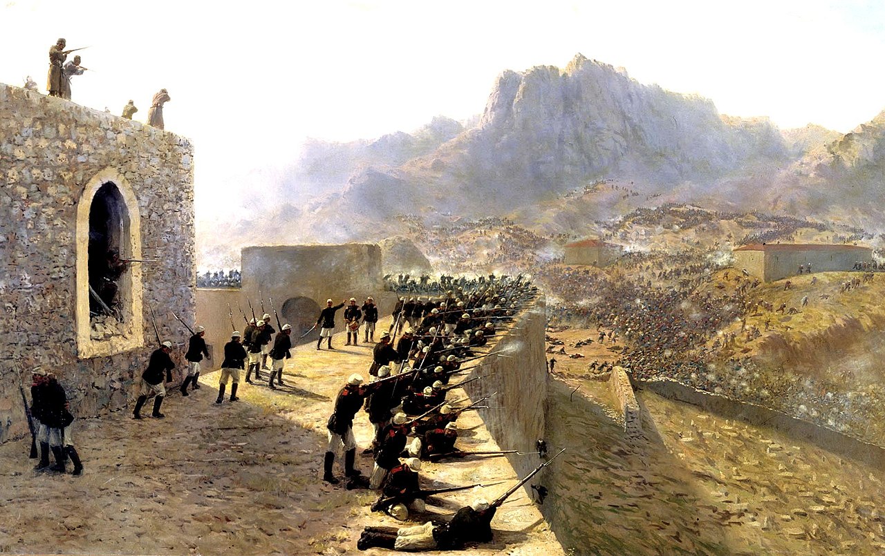 Лев Лагорио «Отбитие штурма крепости Баязет 8 июня 1877 года». 1891
