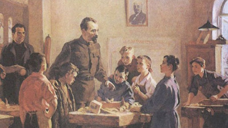 В.Дрезнина. Ф.Э. Дзержинский среди детей в трудовой коммуне. 1950.