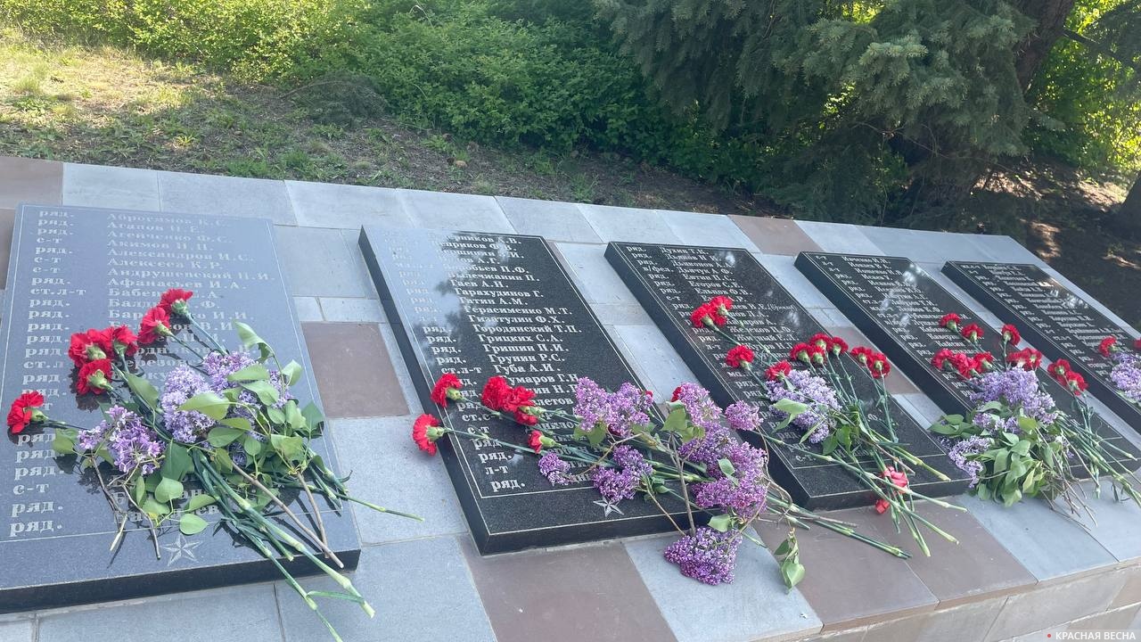 Цветы на Братской могиле в Ворошиловграде