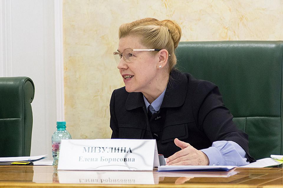 Е. Б . Мизулина выступает на Парламентских слушаниях в Совете Федерации. 27 октября 2016 г.