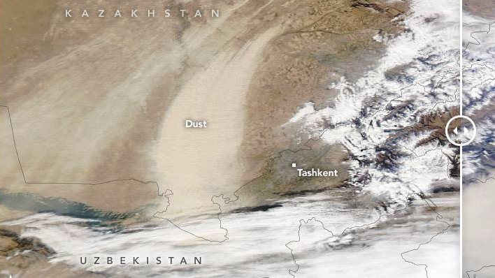 Фотография пылевого облака над Казахстаном 4 ноября