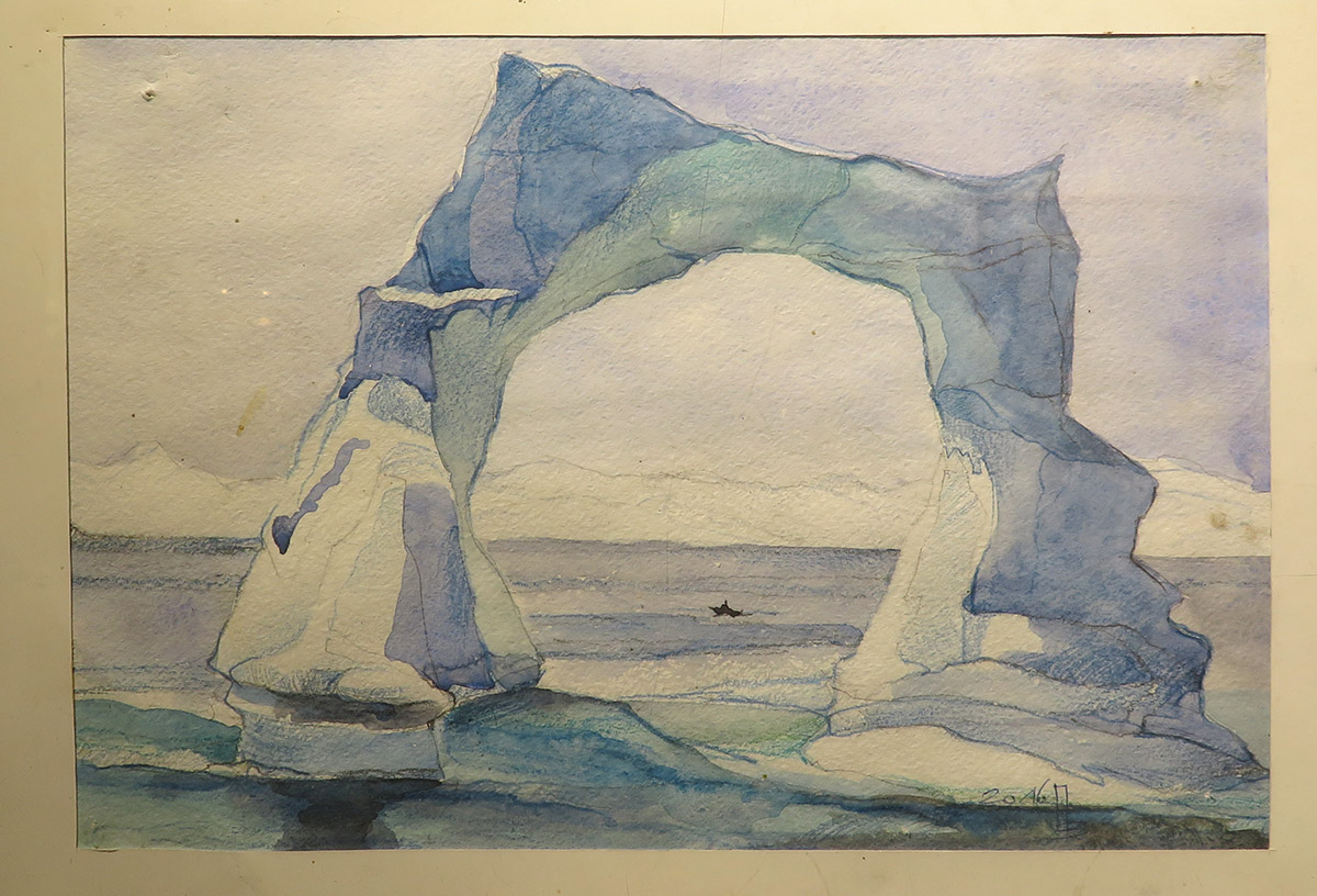 Василий Пунтус. Айсберги. Акварель. 1987. Выставка «Пингвинариум». 30.01.2020