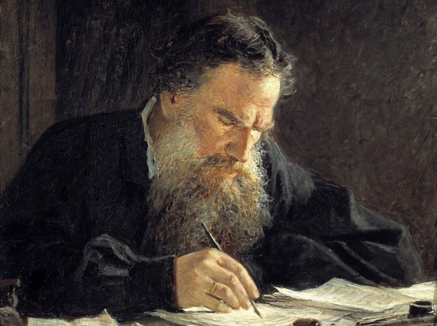 Николай Ге. Портрет Льва Толстого (фрагмент). 1884