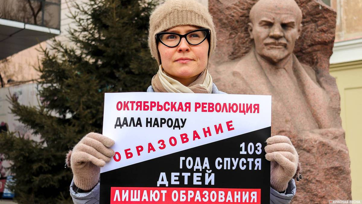 Пикет против дистанционного образования в Иркутске
