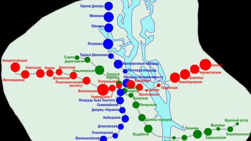 Схема станций киевского направления