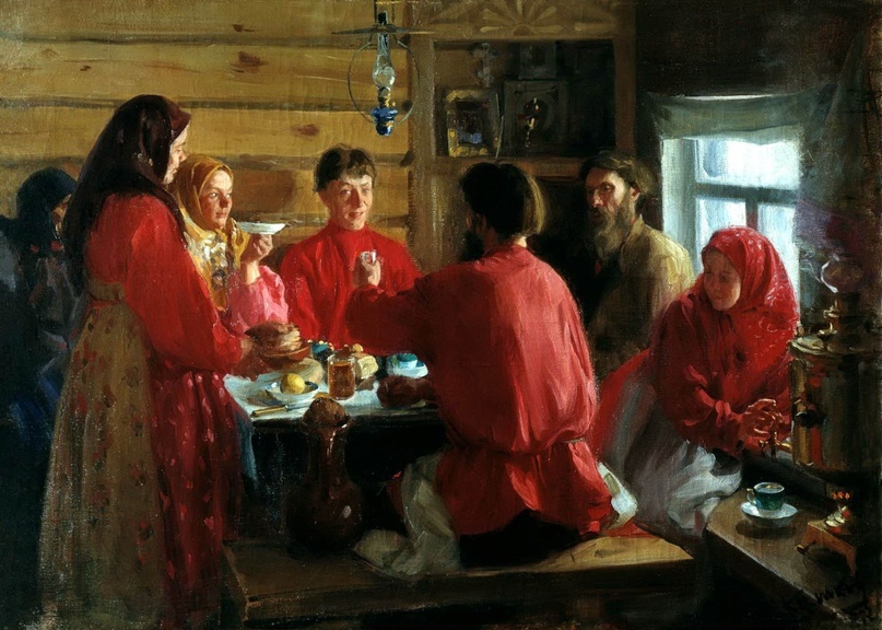 И. Куликов. В крестьянской избе. 1902