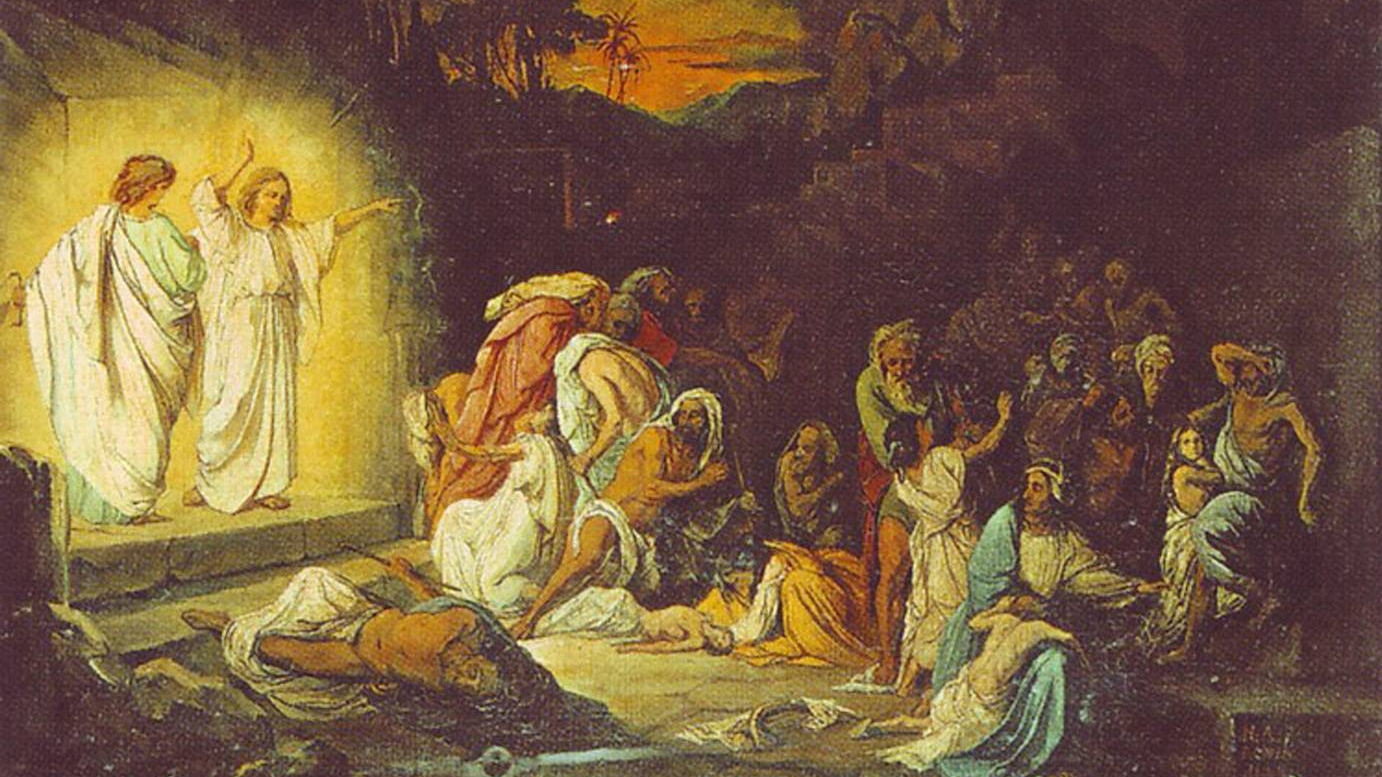 Николай Ломтев. Ангелы возвещают небесную кару Содому и Гоморре. 1845