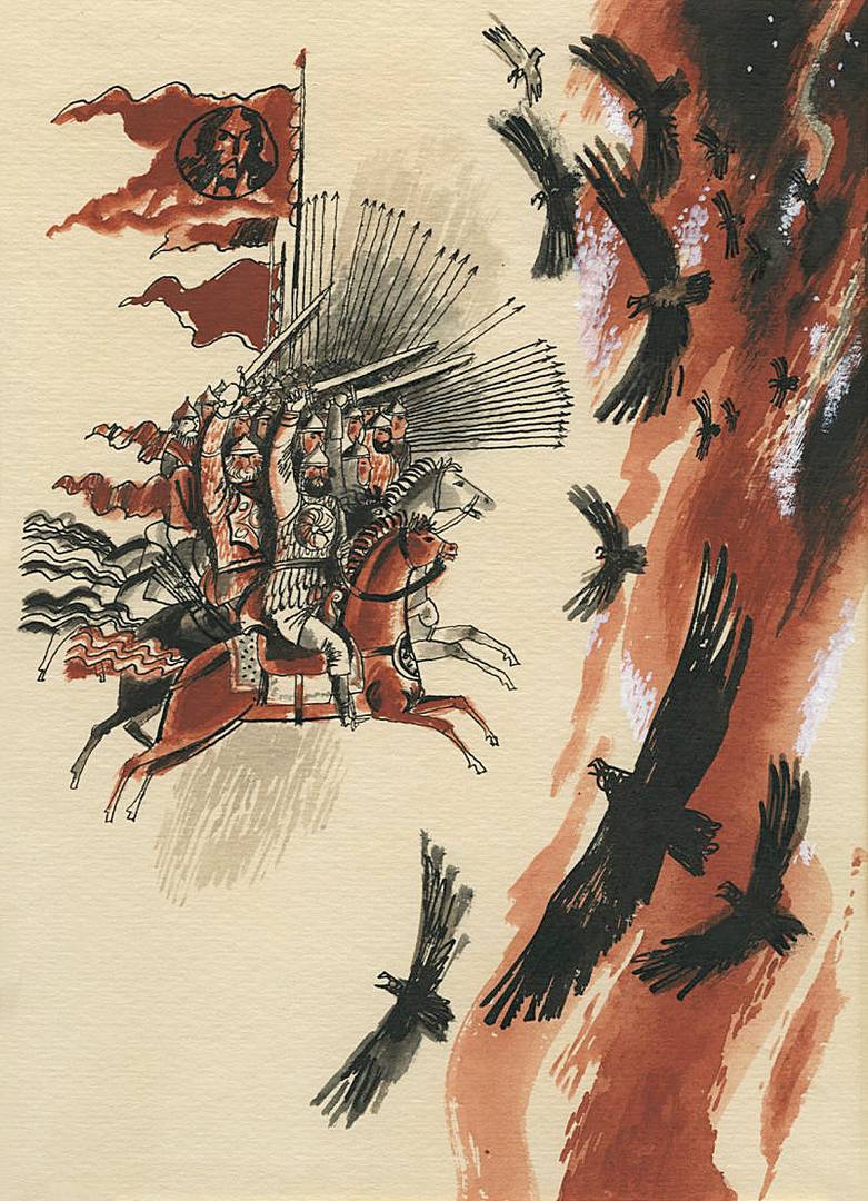 Борис Аникин. Иллюстрация к книге «Паруса» В. Мусаханова. 1981