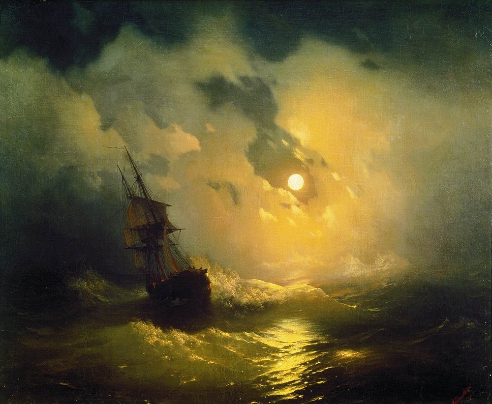Иван Айвазовский «Буря на море ночью», 1849