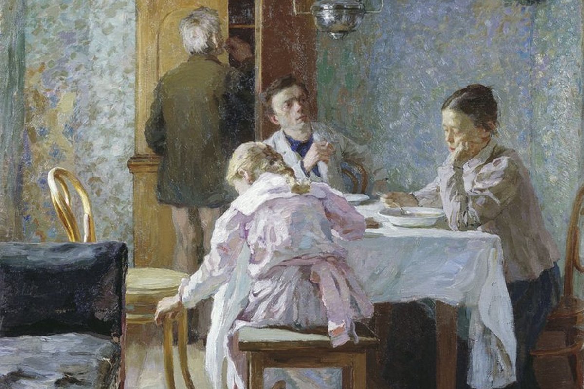 Василий Бакшеев. За обедом. Неудачники (фрагмент). 1901