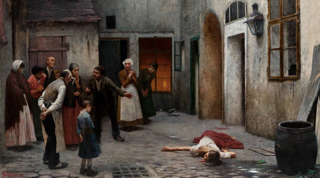 Якуб Шиканедер. Убийство в доме (фрагмент). 1890