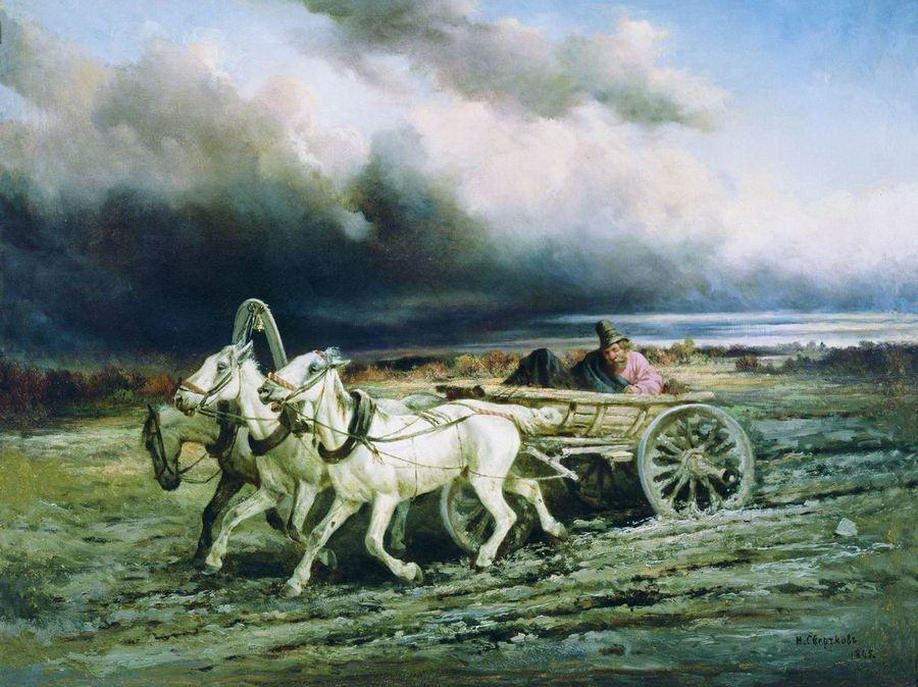 Николай Сверчков. Тройка (фрагмент). 1865