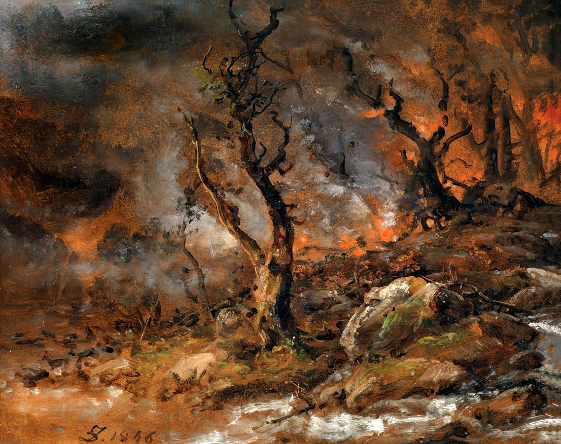 Юхан Кристиан Клаусен Даль. Лесной пожар. 1846