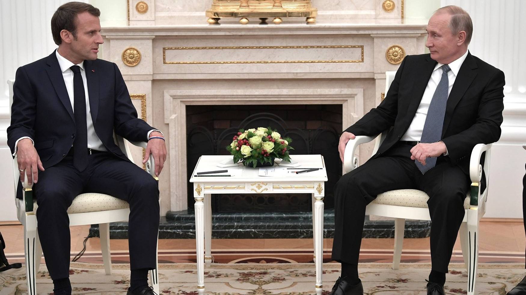 встреча Владимира Путина с Президентом Франции Эммануэлем Макроном