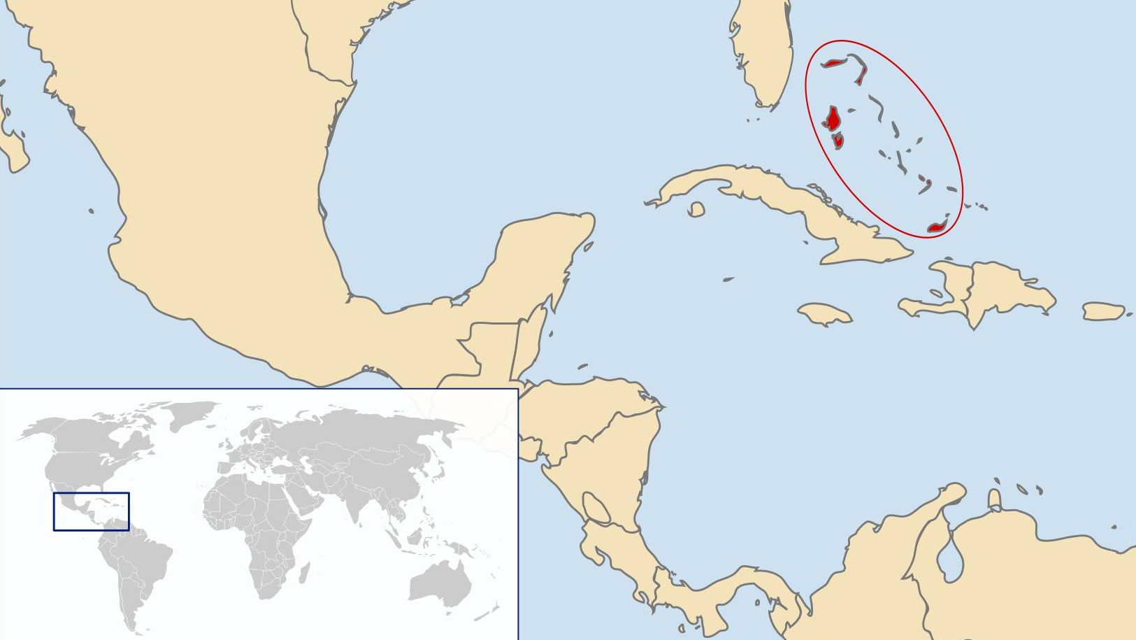 Багамские острова на карте Карибского моря