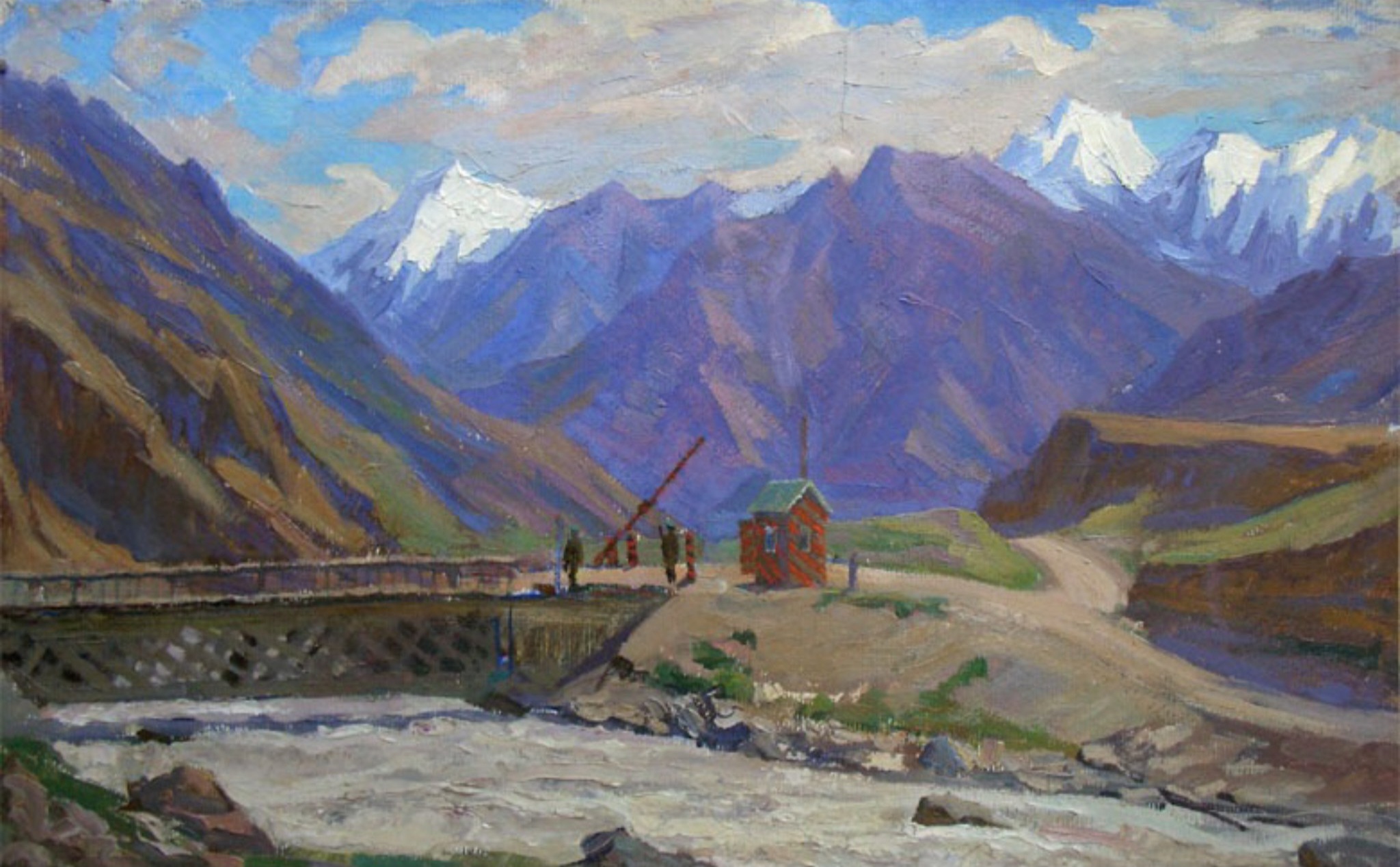 Т.Марченко. Пограничный пост в горах (фрагмент). 1976