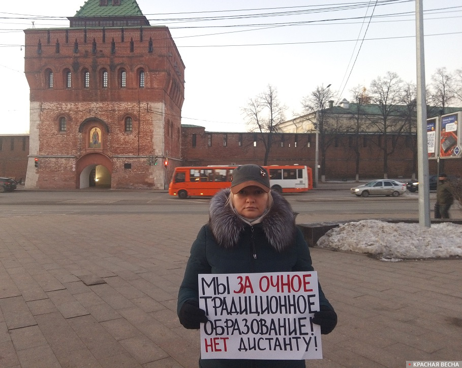 Пикет против дистанционного обучения в Нижнем Новгороде