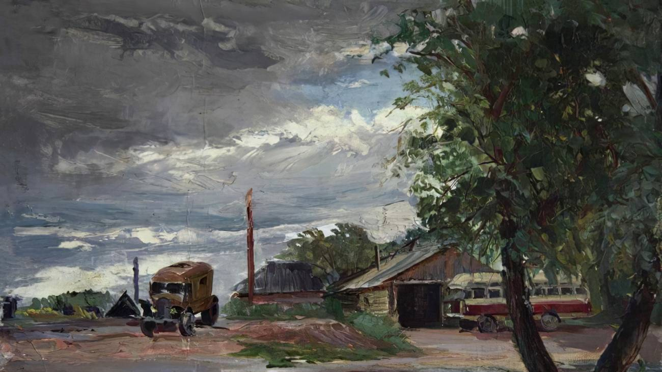 Серафим Кобелев. Автобусная остановка. 1950-е.