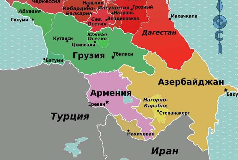 Карта азербайджана и армении с городами на русском языке