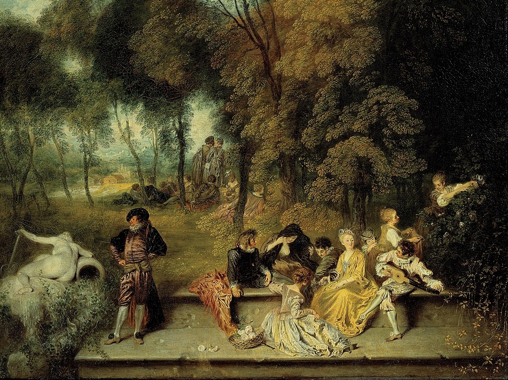 Антуан Ватто. Общество в парке (фрагмент). 1718-1719