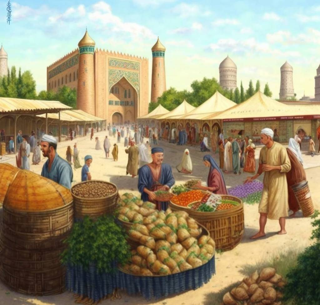 Восточный рынок во времена Бабура. Андижан