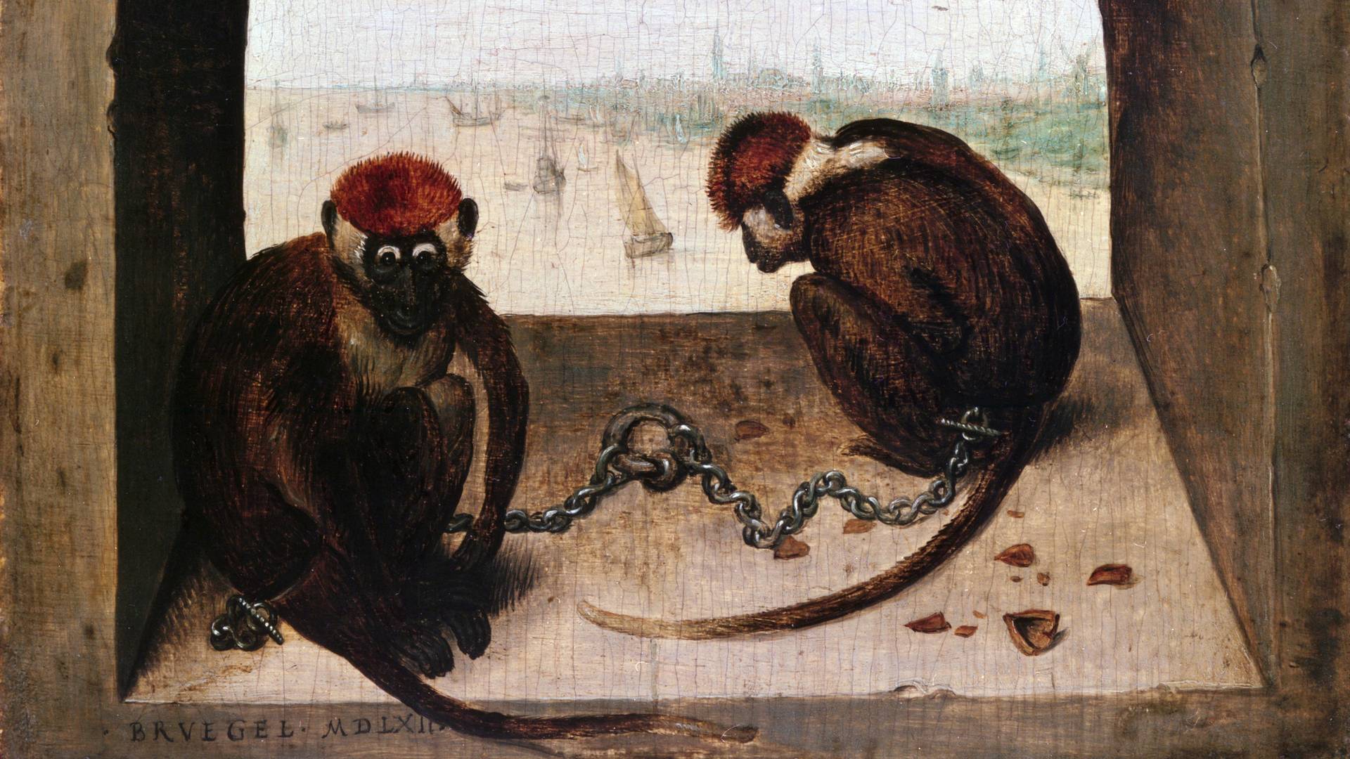 Питер Брейгель Старший. Две обезьяны (фрагмент). 1562