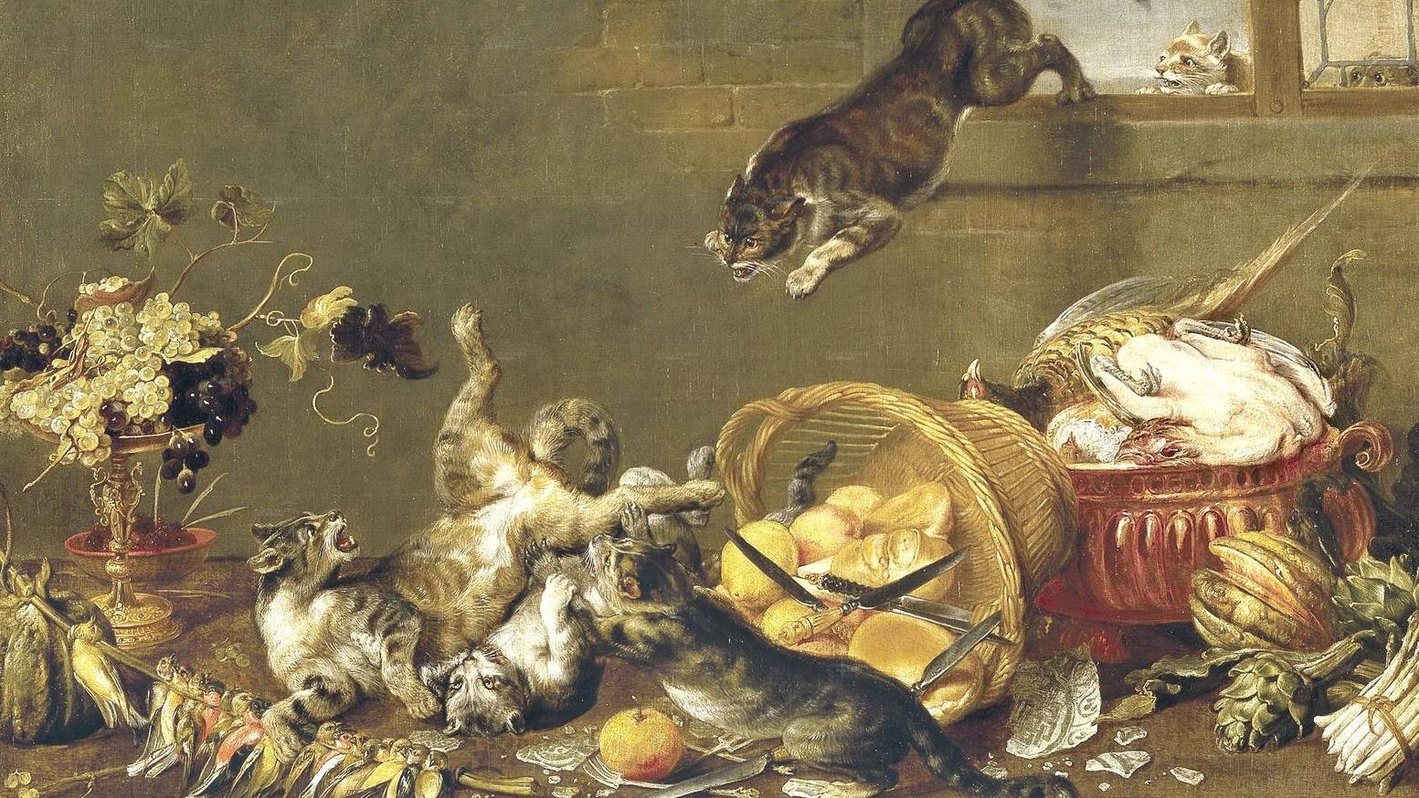 Пауль де Вос. Кошачья борьба в кладовой. 1630 — 1640