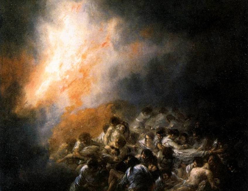 Франсиско Гойя. Пожар, огонь в ночи (фрагмент). 1793