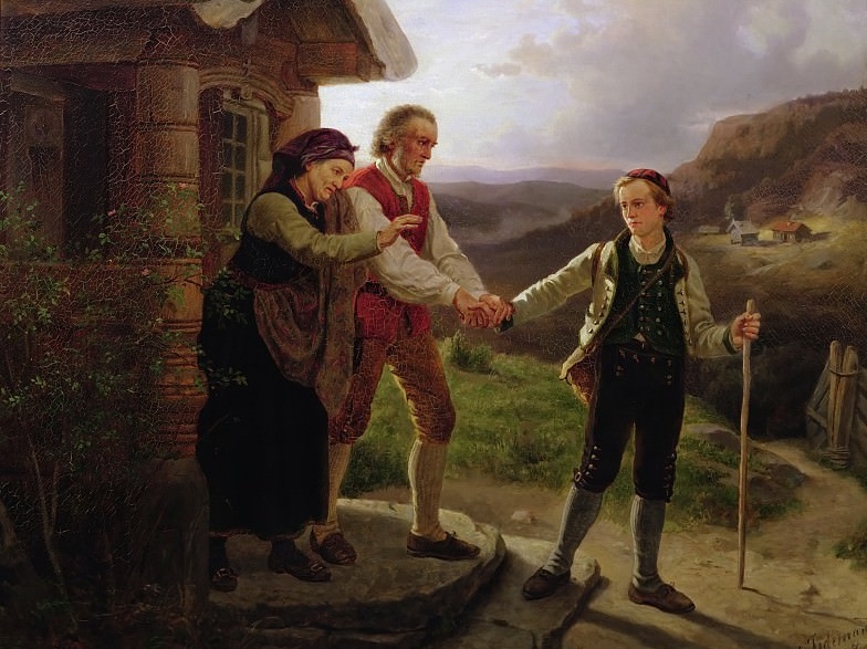 Адольф Тидеманд. Прощание c младшим сыном (фрагмент). 1867