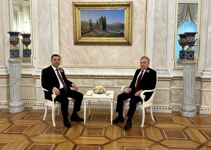 Президенты Киргизии Садыр Жапаров и Узбекистана Шавкат Мирзиёев на переговорах в Москве