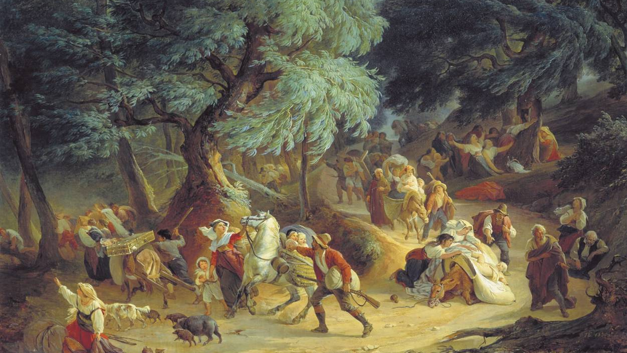 Петр Басин. Землетрясение в Рокка ди Папа близ Рима. 1830