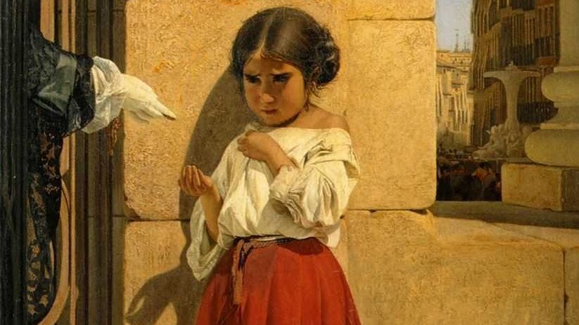 Е. Сорокин. Нищая девочка-испанка. 1852