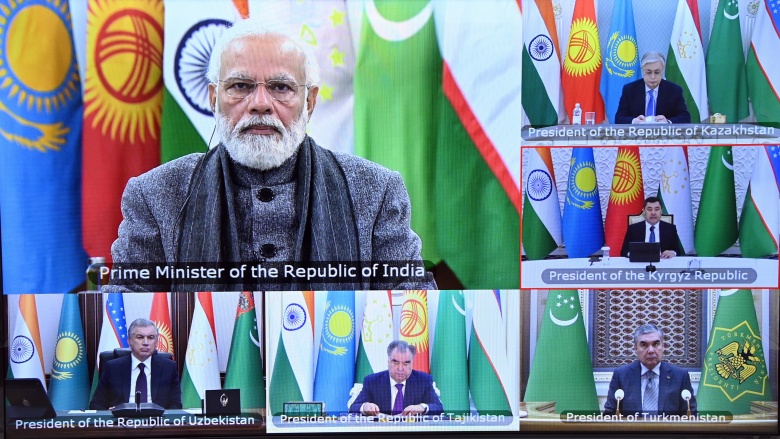 Премьер-министр Индии Нарендра Моди на онлайн-саммите Индия - Центральная Азия 2022