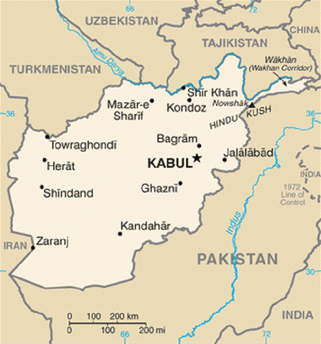 Карта Афганистана. 2007