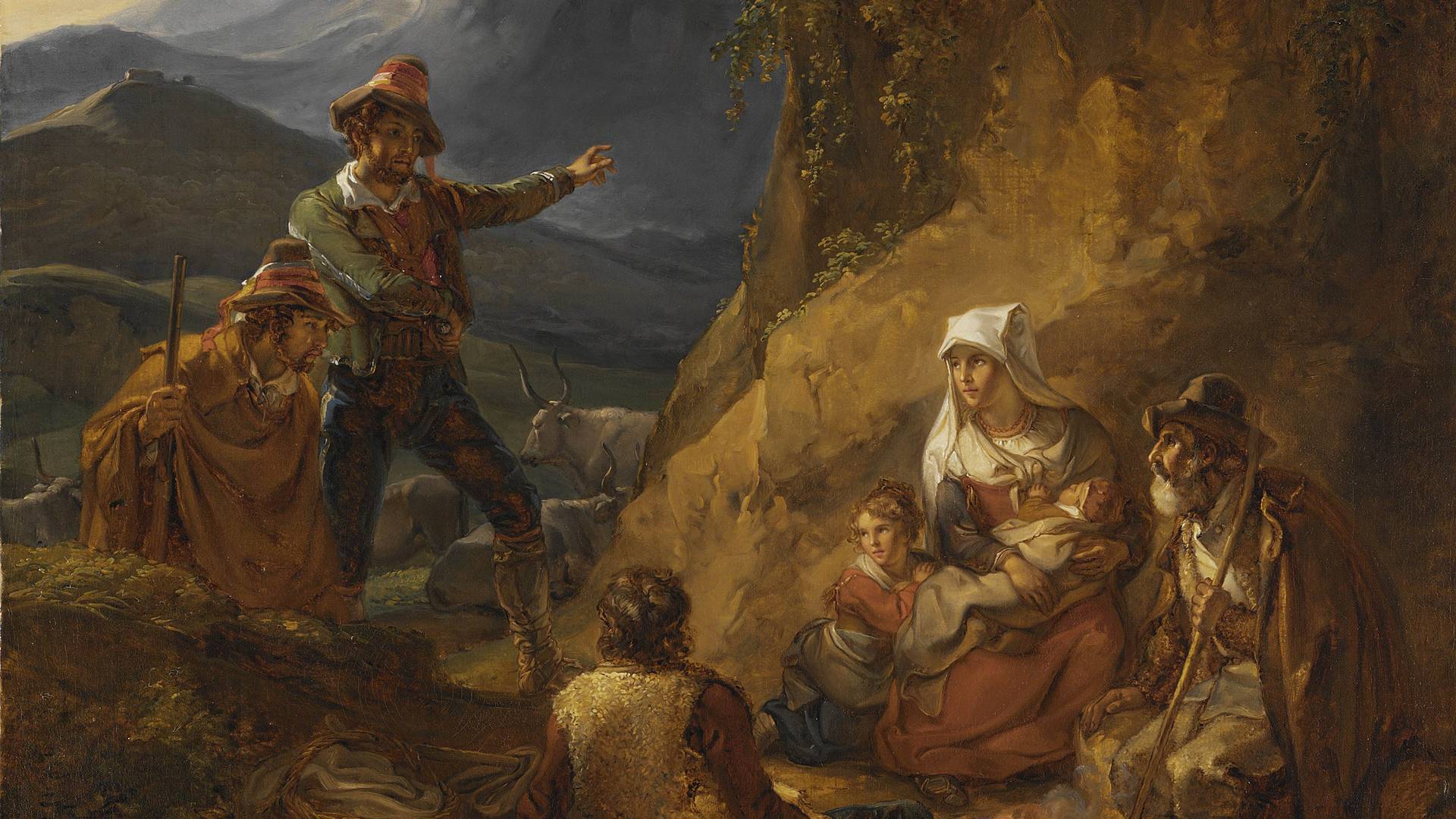 Александр Лауреус.  Бандиты, входящие в жилище Пастуха. 1823